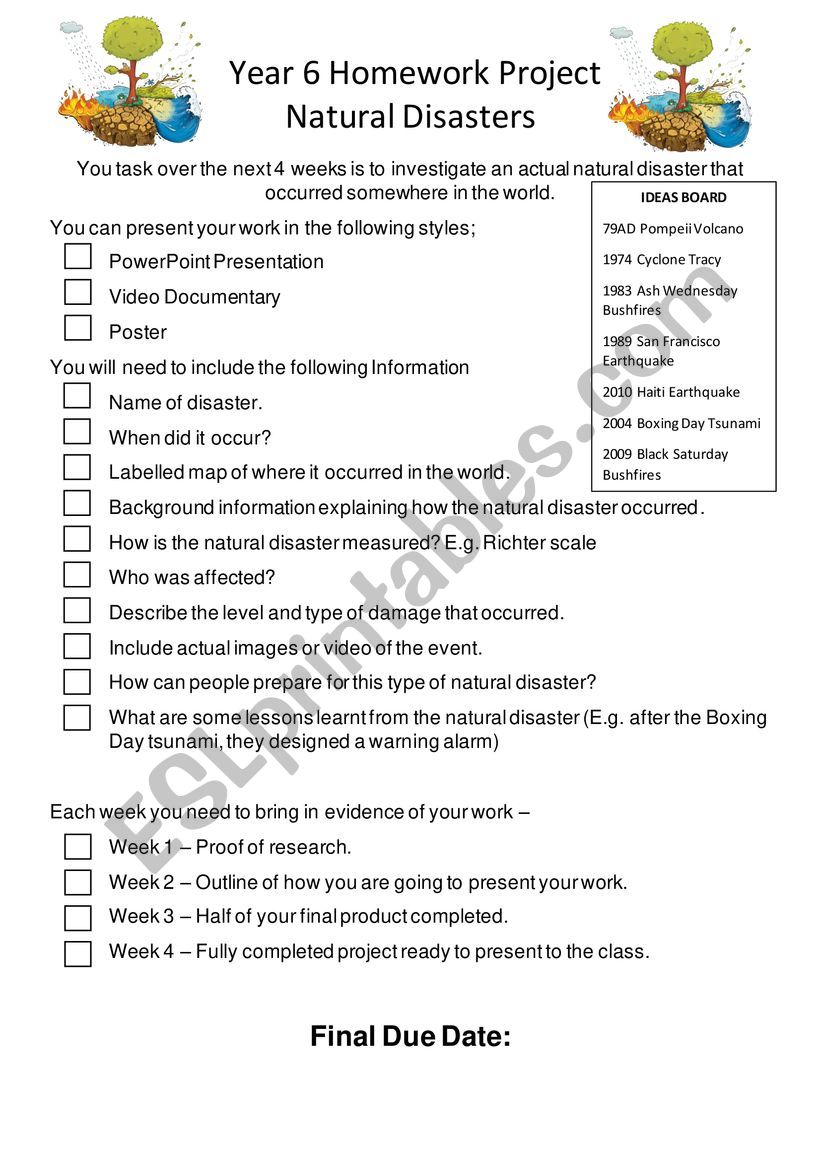 Natural Disasters Homework Project