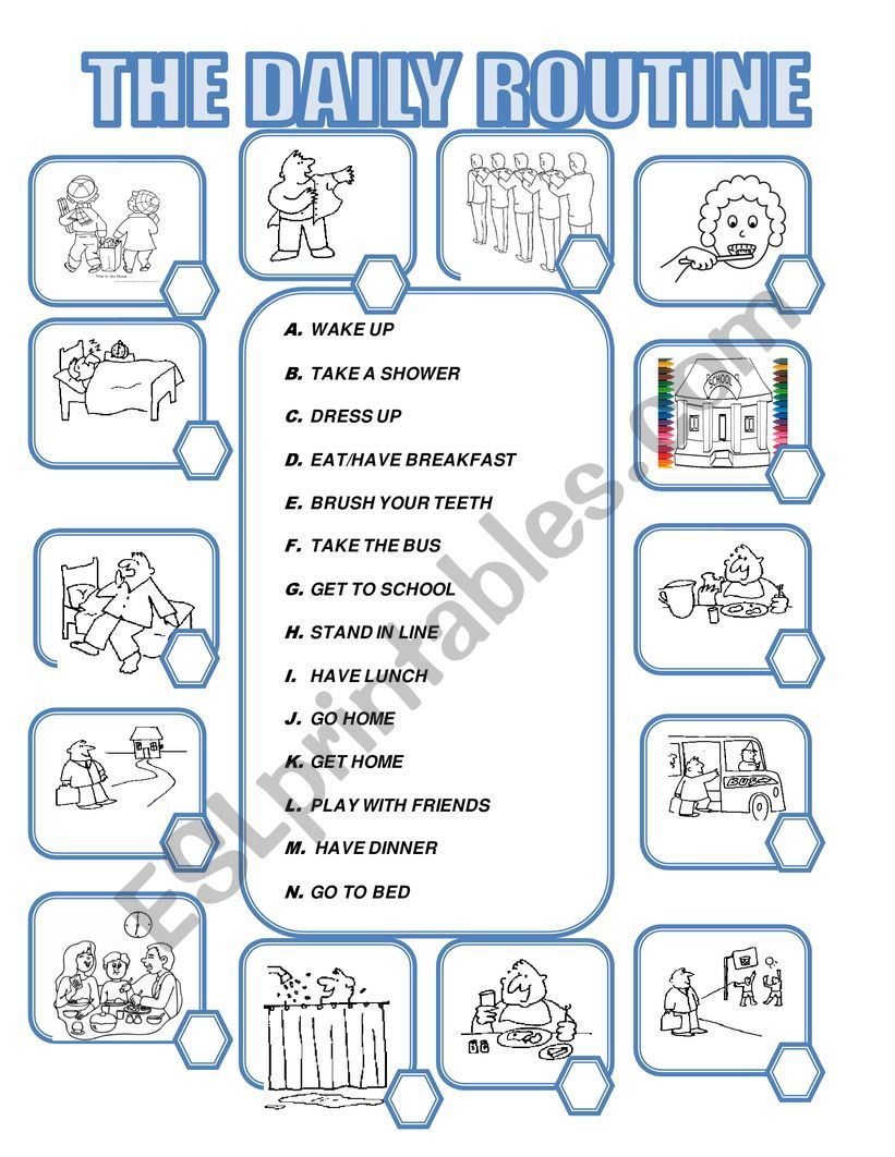 DAILY ROUTINE AND TIME worksheet