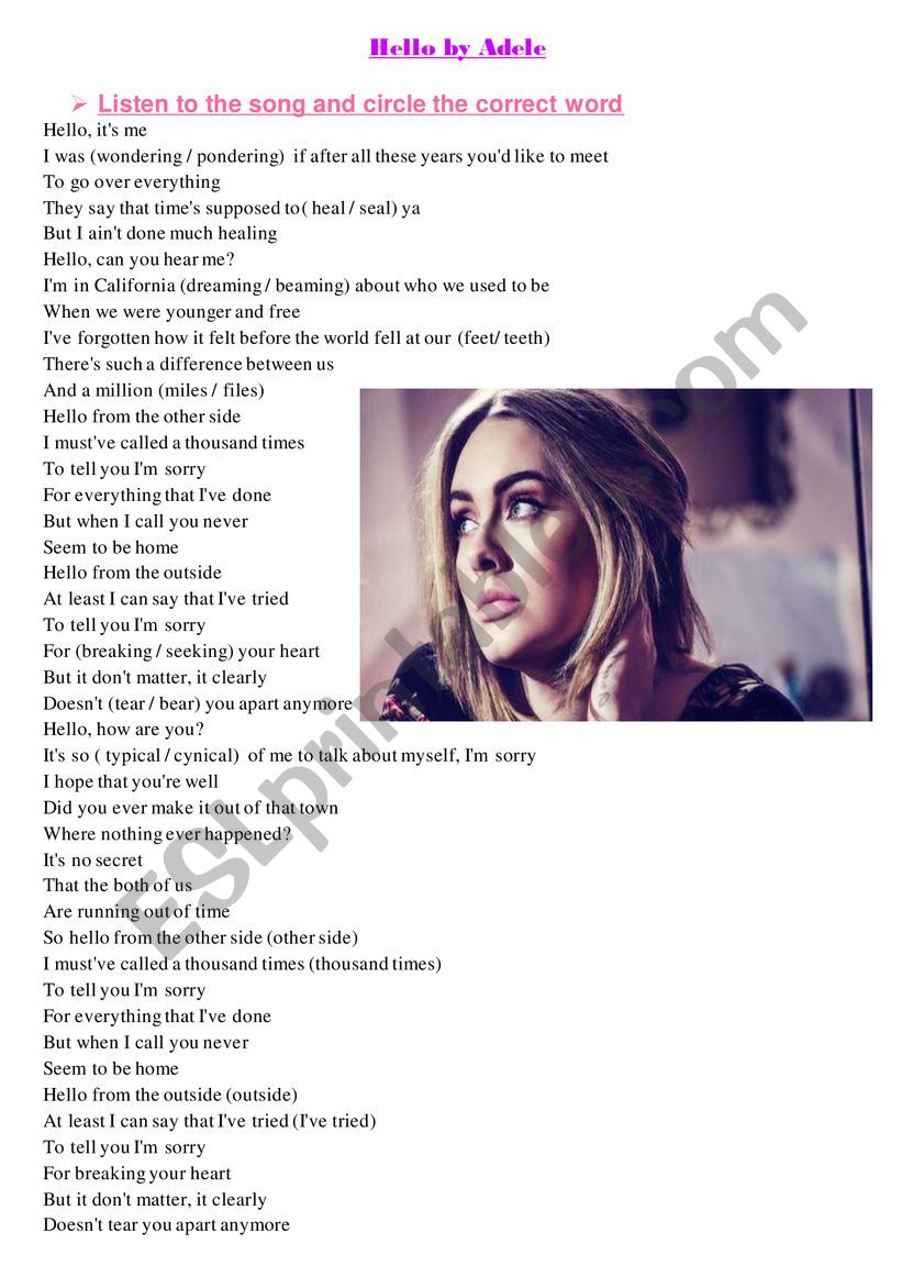 adele worksheet