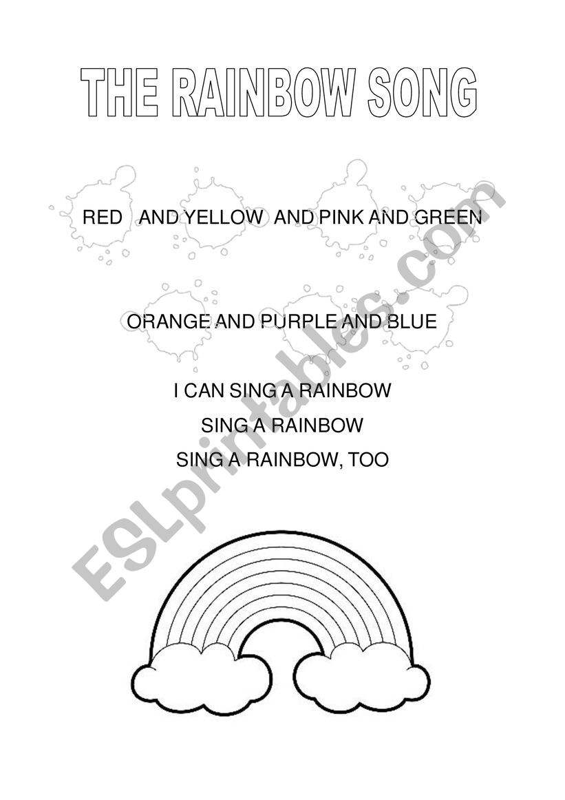 The rainbow song worksheet