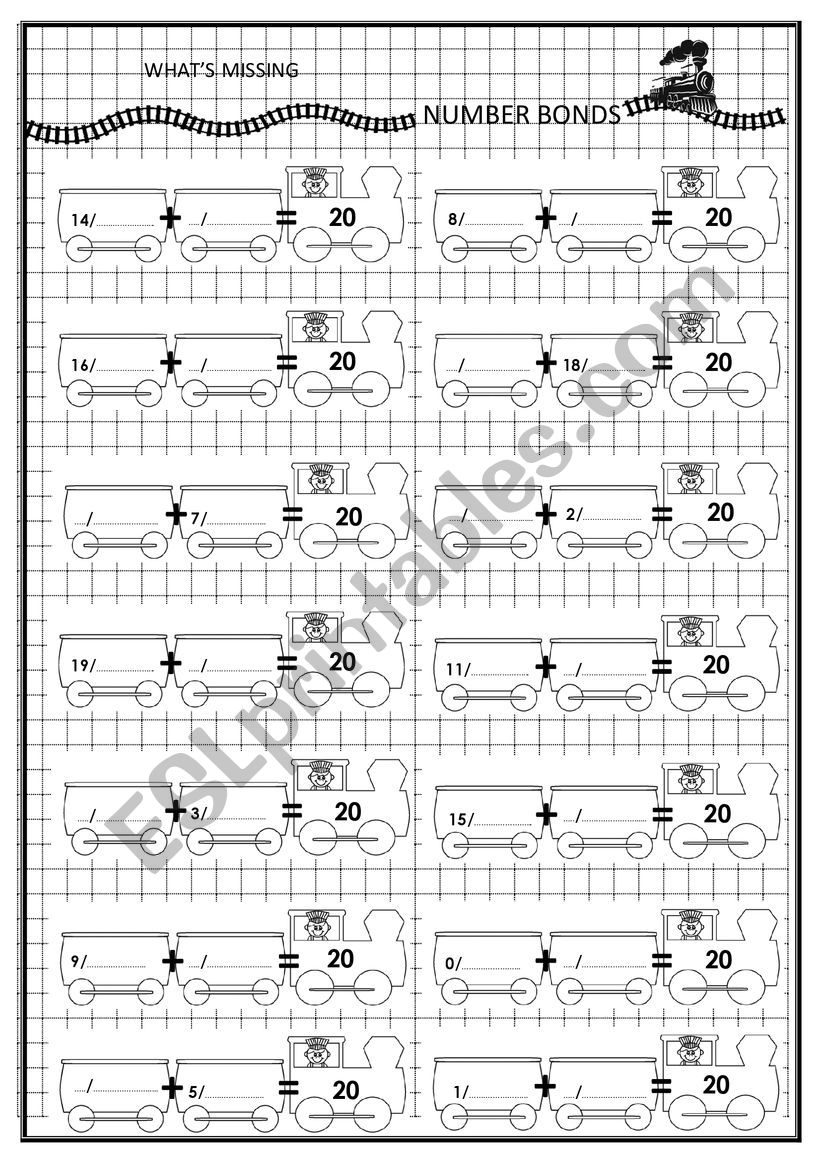 number bonds worksheet  worksheet