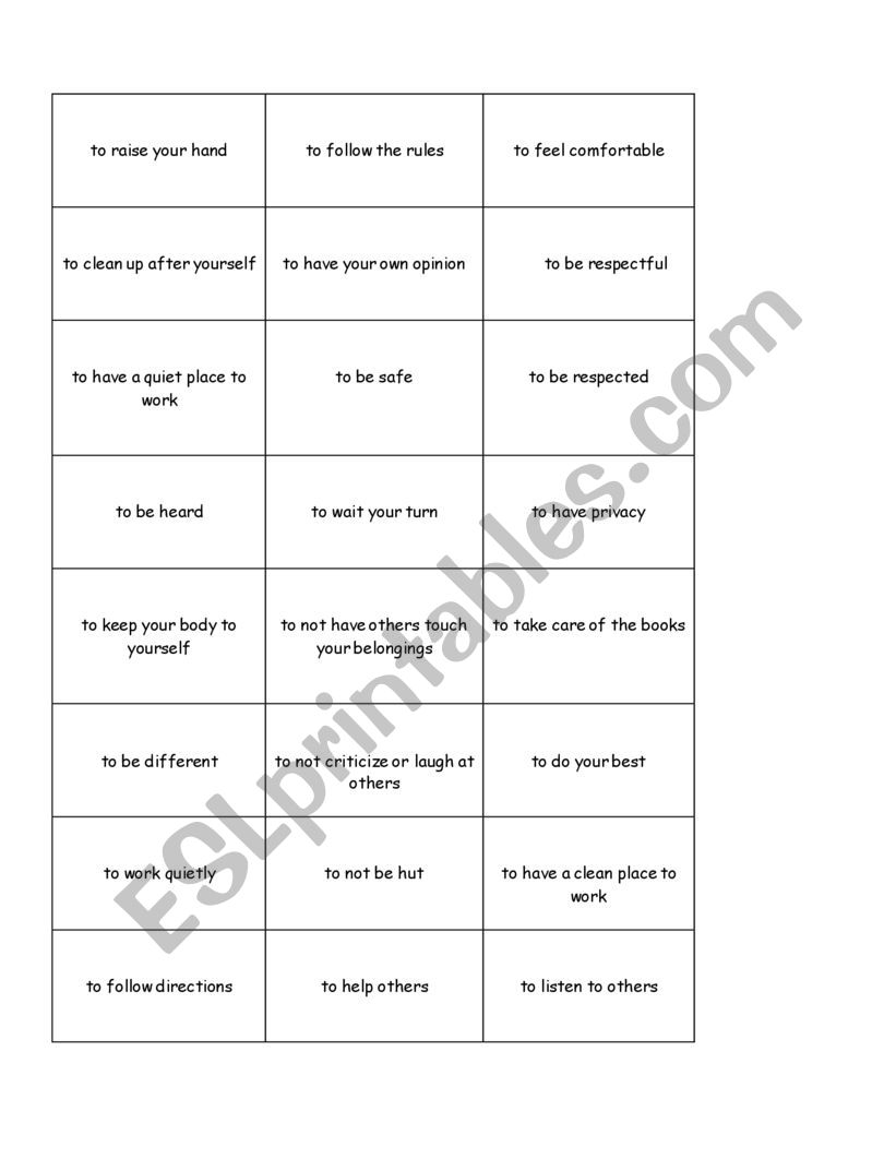 Rights and Responsibilities - ESL worksheet by model22 For Rights And Responsibilities Worksheet