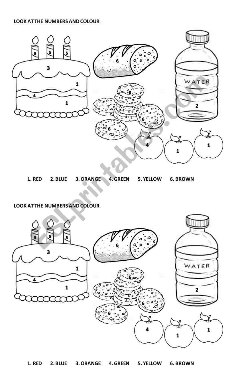 COLOUR BY NUMBER worksheet