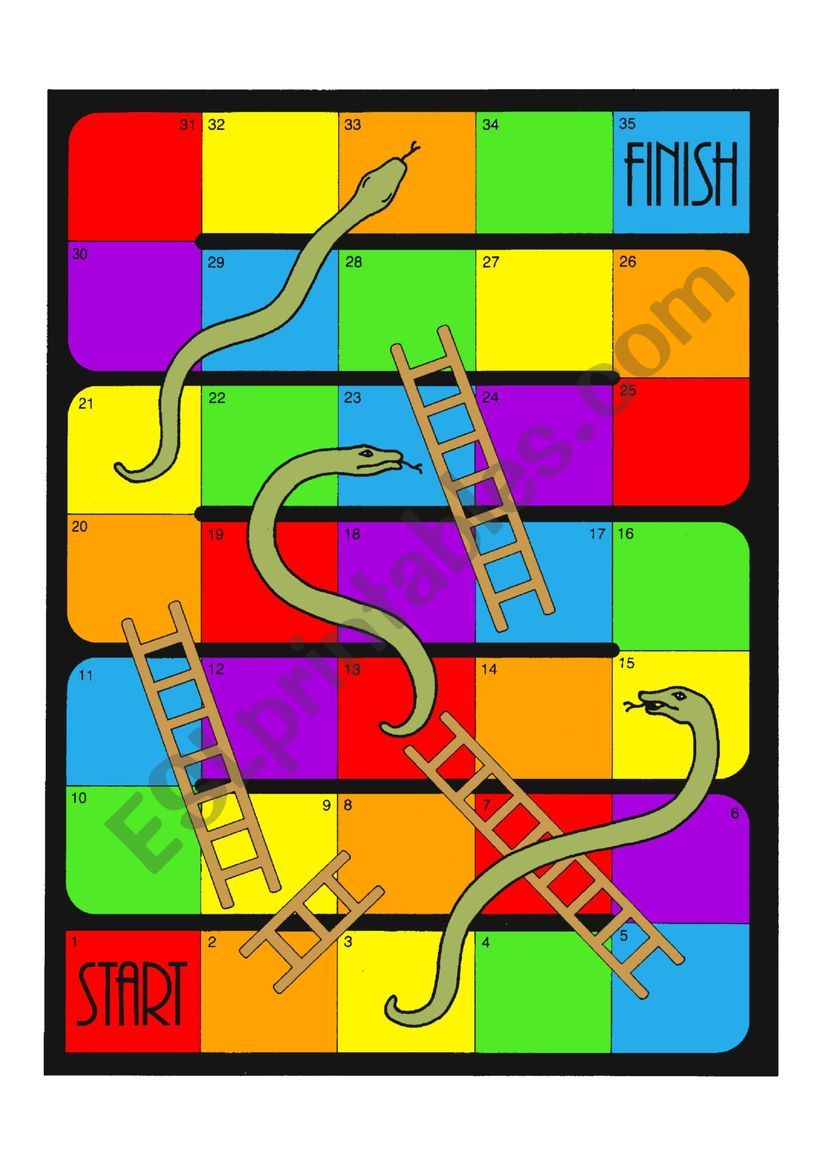 Snakes and ladders colours worksheet