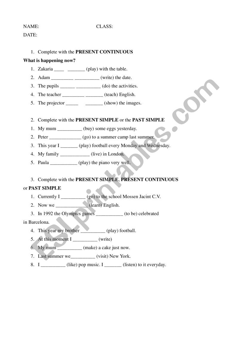 VERB TENSES P.SIMPLE, P.CONTINUOUS & P.SIMPLE
