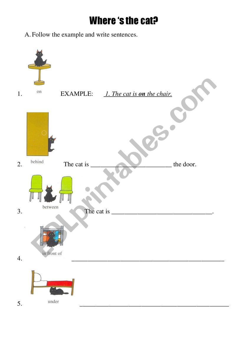 PREPOSITIONS OF PLACE  worksheet