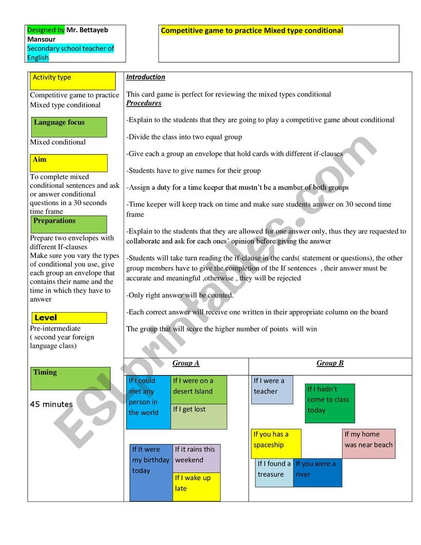 Competitive game to practice Mixed type conditional