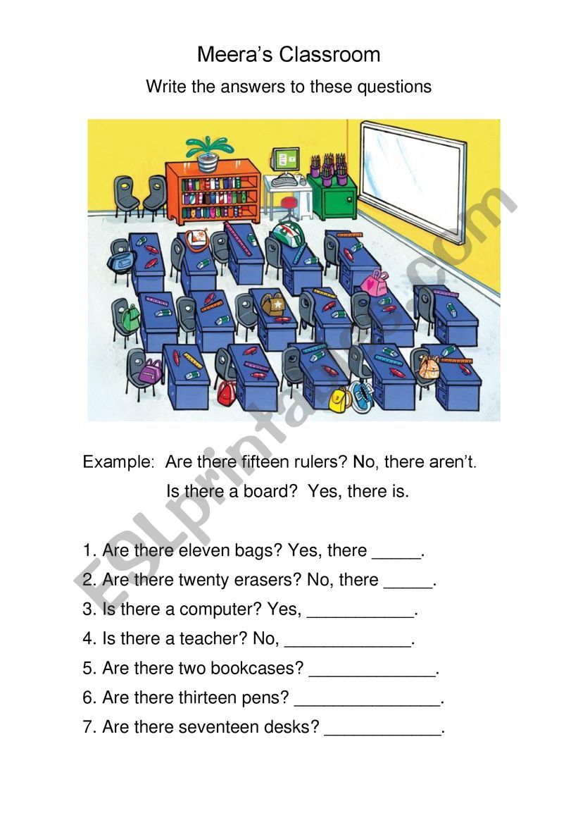 Classroom objects worksheet