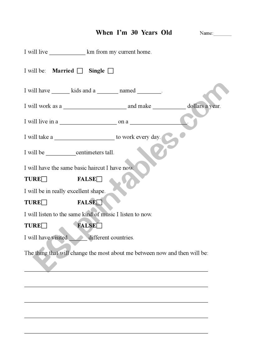 Predict Future worksheet