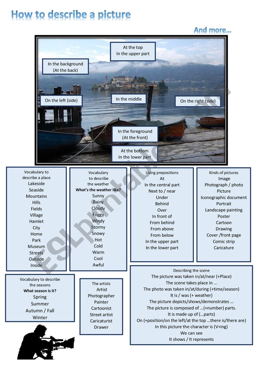 How to describe a picture worksheet