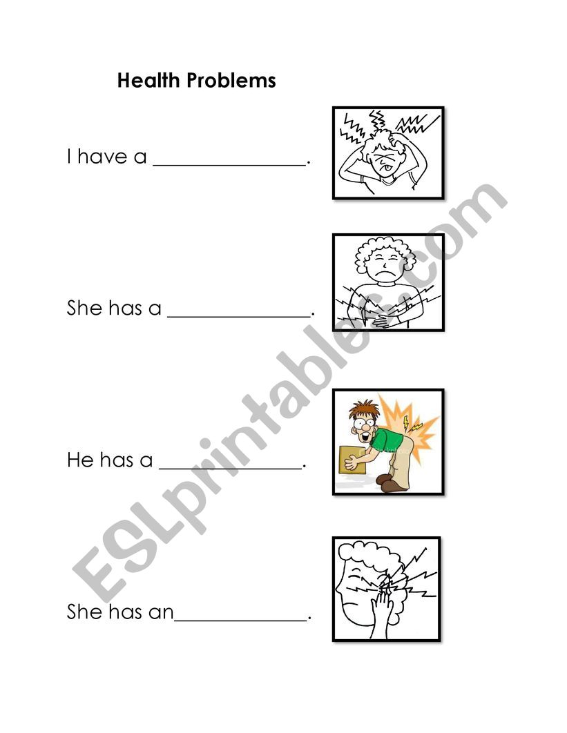 health problems worksheet