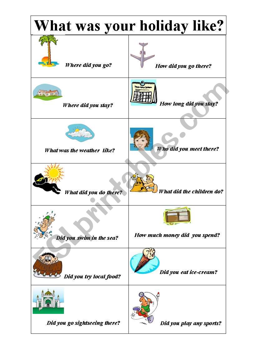 What was your holiday like? worksheet