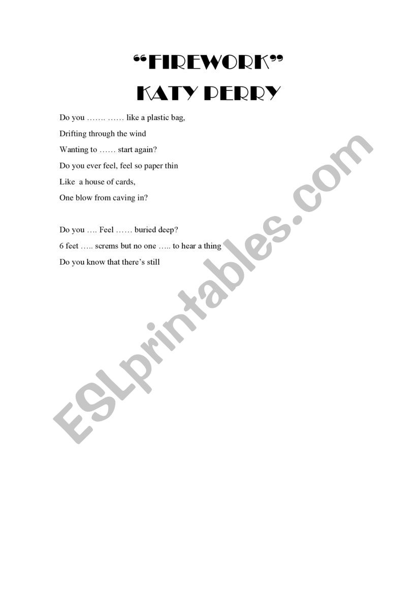 Firework worksheet