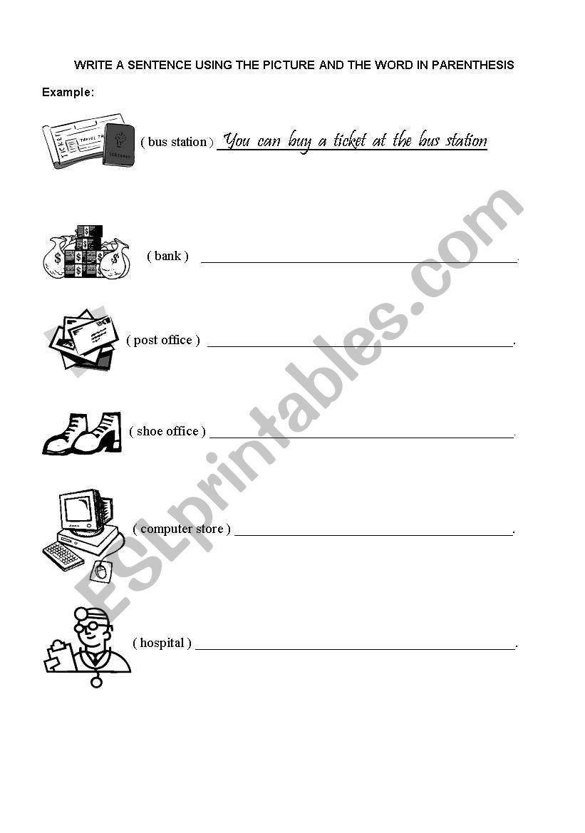 Places in town worksheet