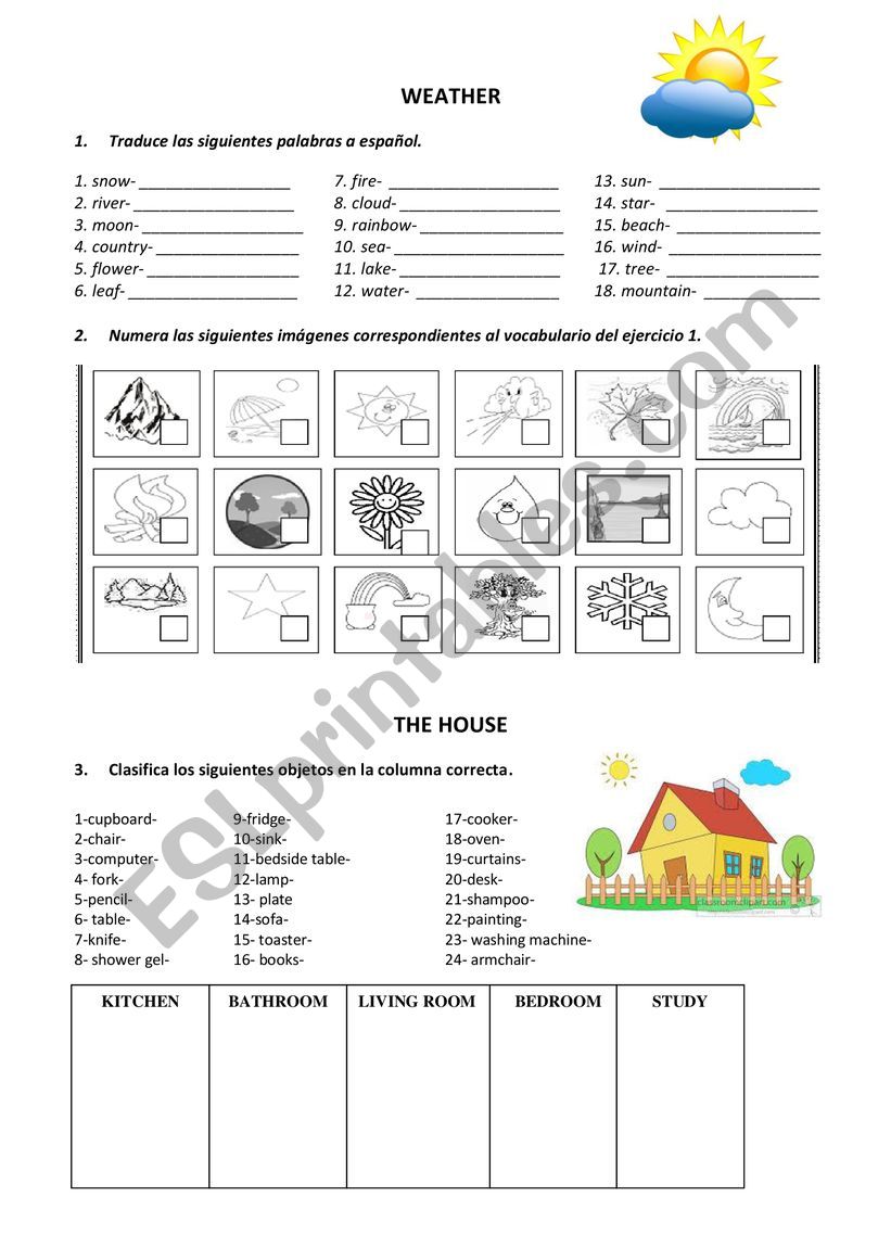 VOCABULARY: WEATHER AND THE HOUSE