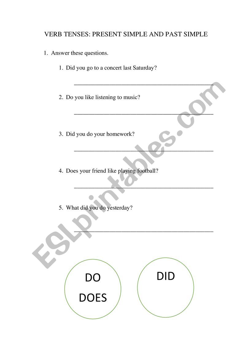 VERB TENSES PRESENT SIMPLE & PAST SIMPLE