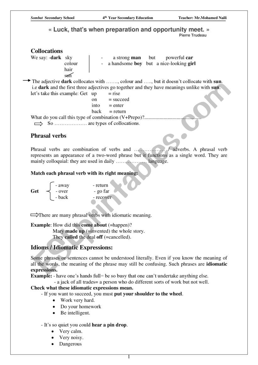 First impressions worksheet