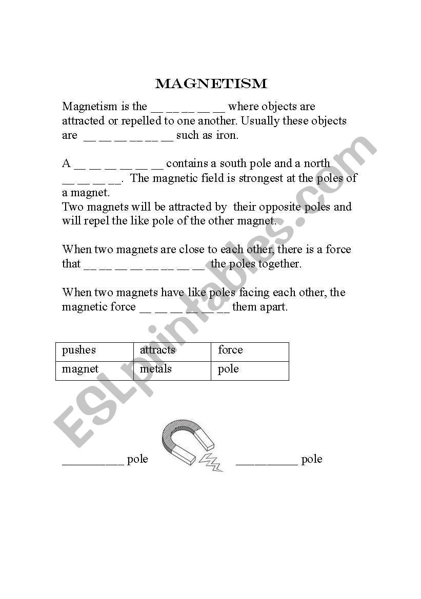 Magnetism worksheet