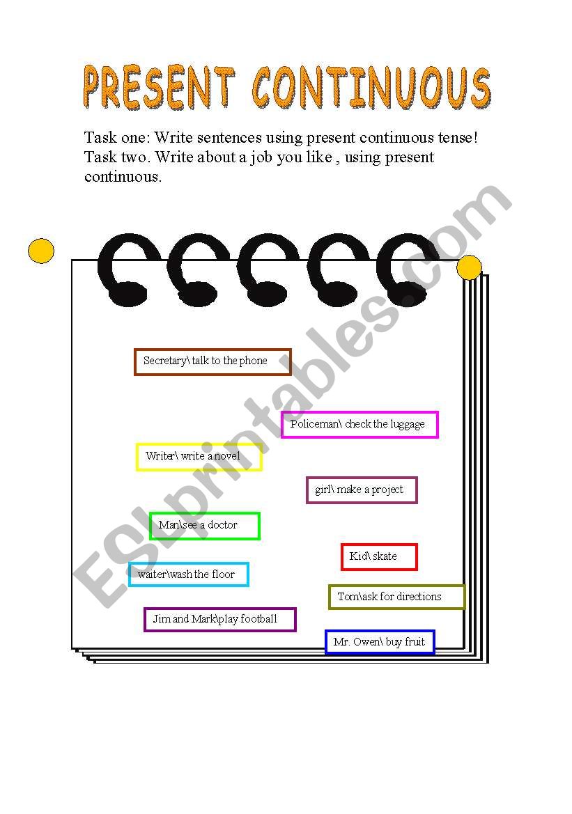 Present continuous worksheet