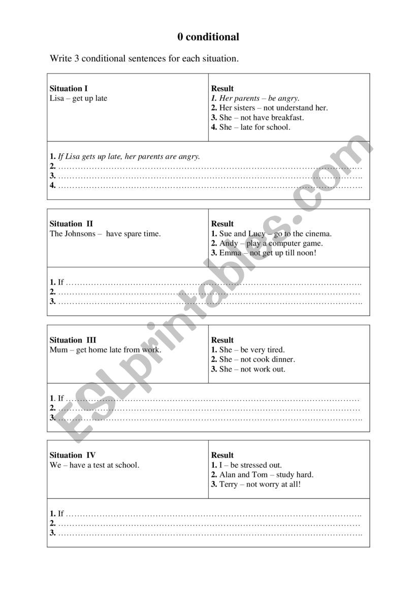 0 conditional exercise worksheet