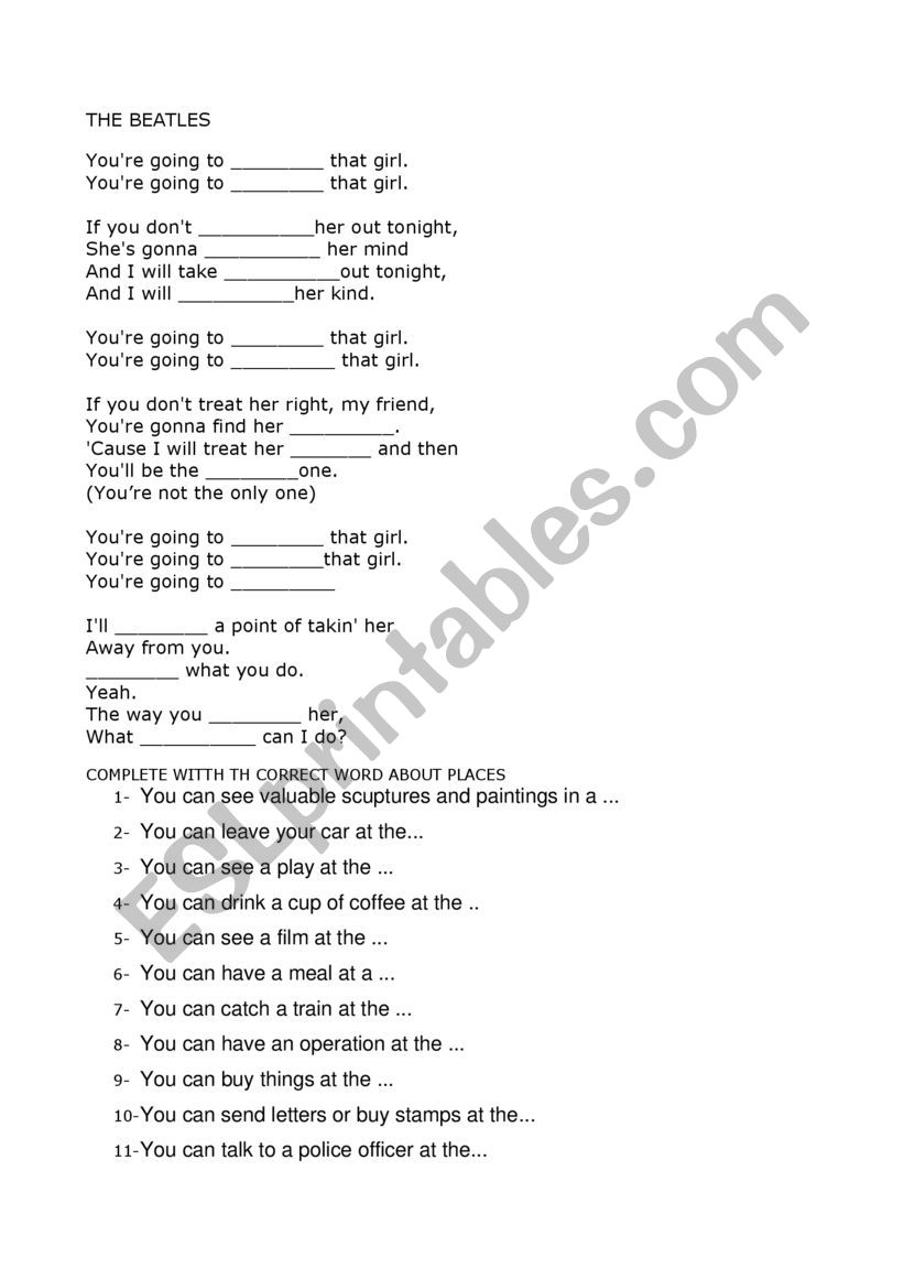 the beatles and vocabulary for places