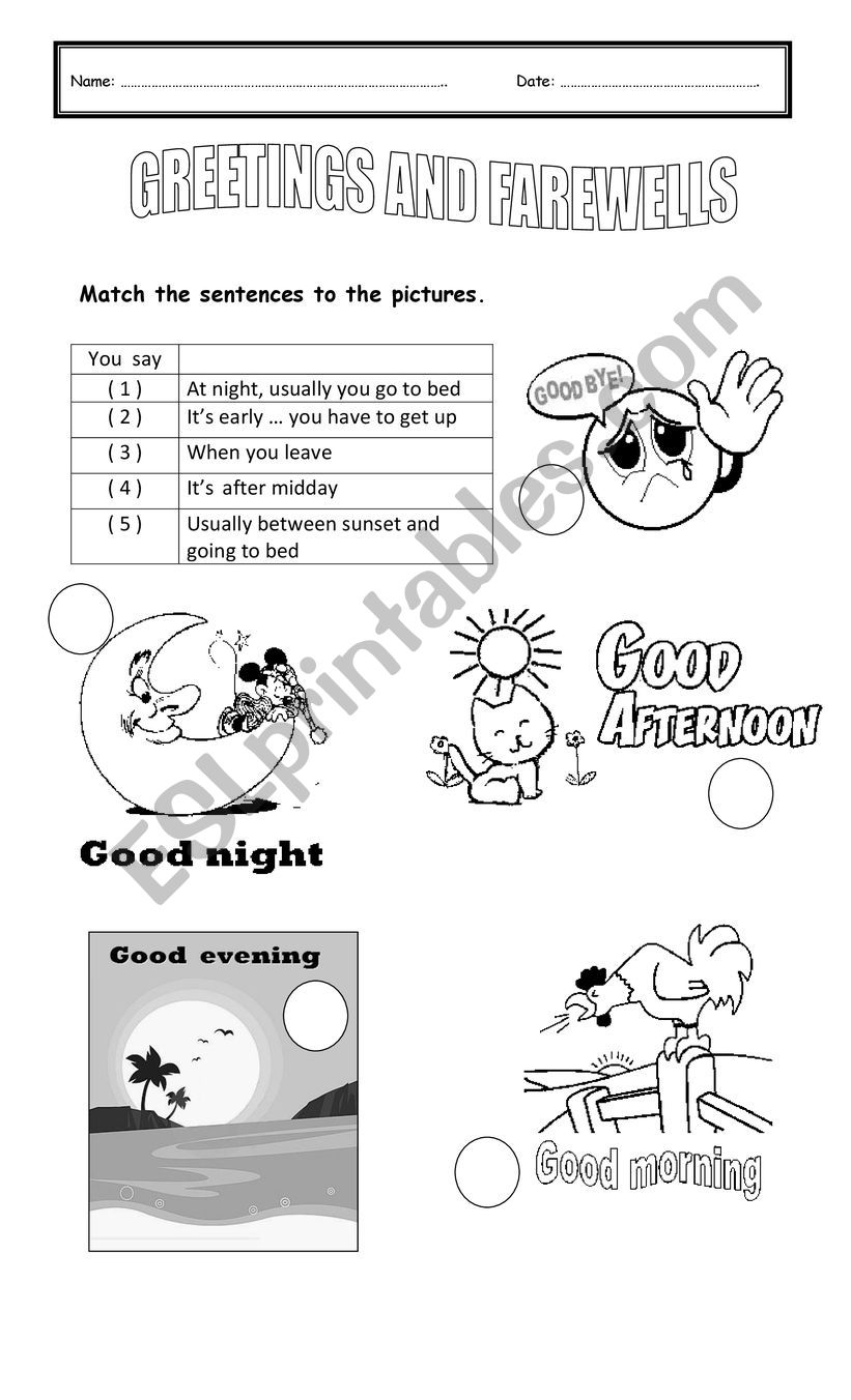 GREETINGS AND FAREWELLS worksheet