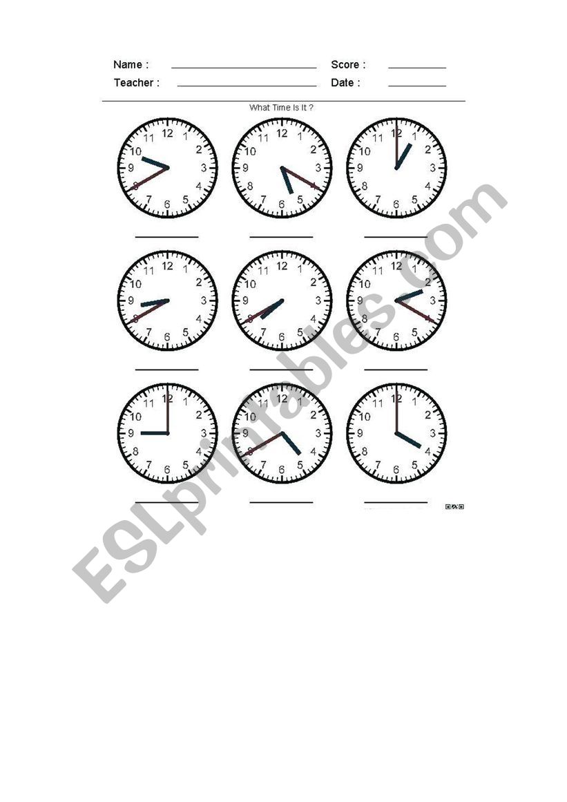 Telling Time for elementary school