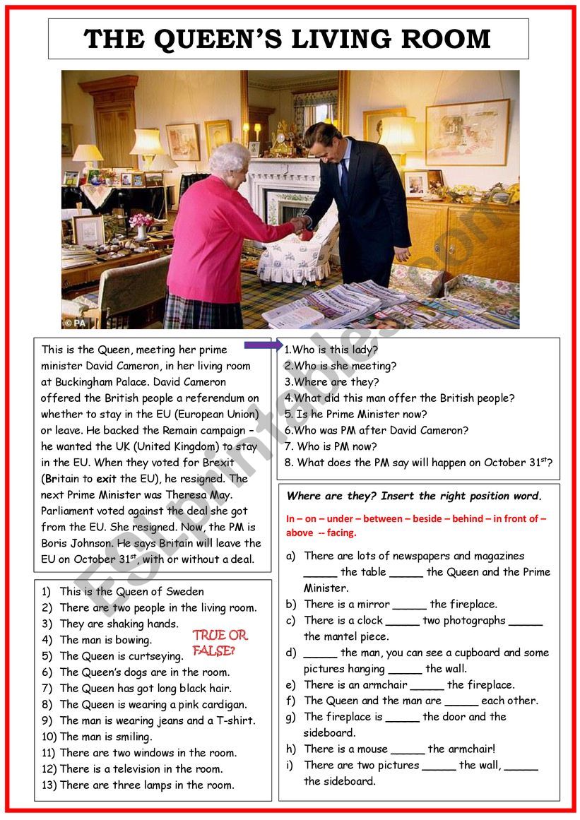 The QueenÂ´s Living Room. worksheet