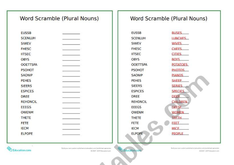Scrambled Words worksheet