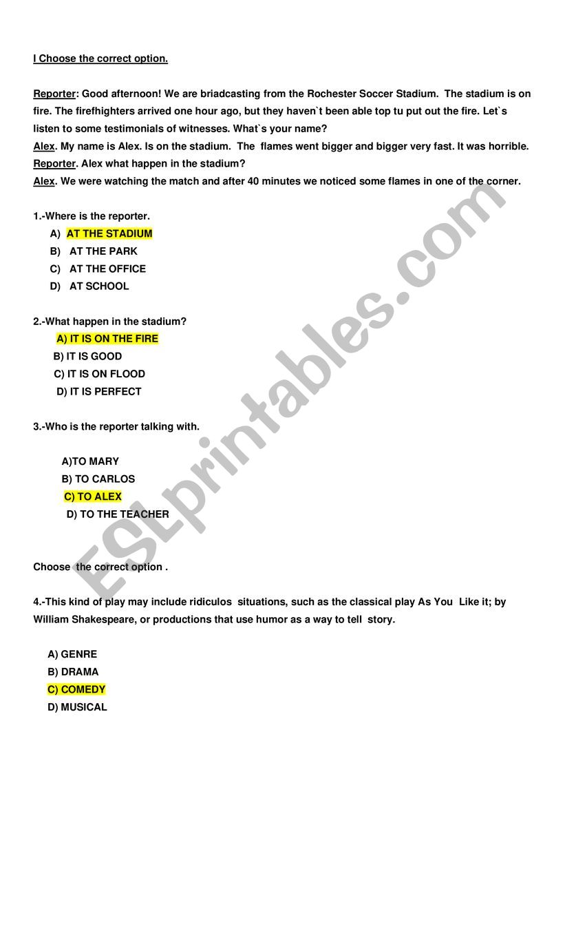 test worksheet