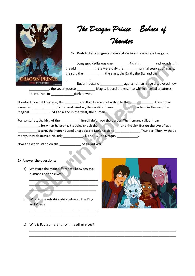 The Dragon Prince  worksheet