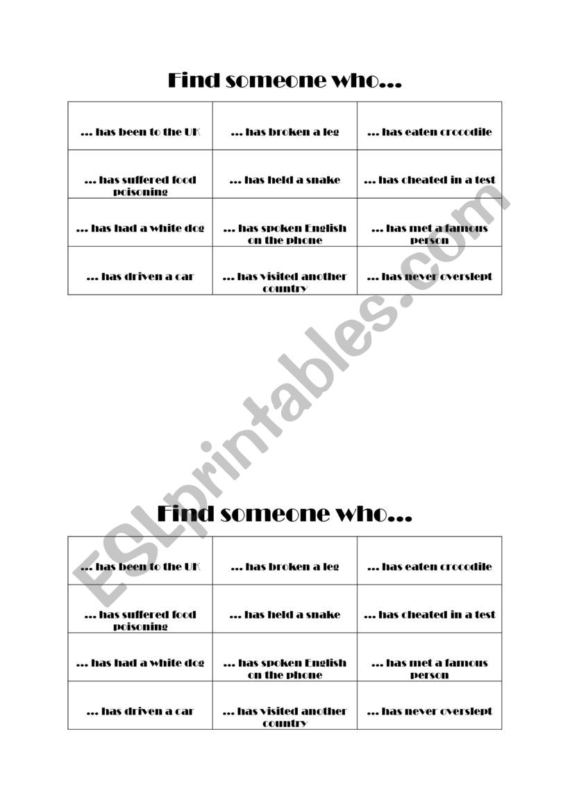 Speaking: Present Perfect worksheet