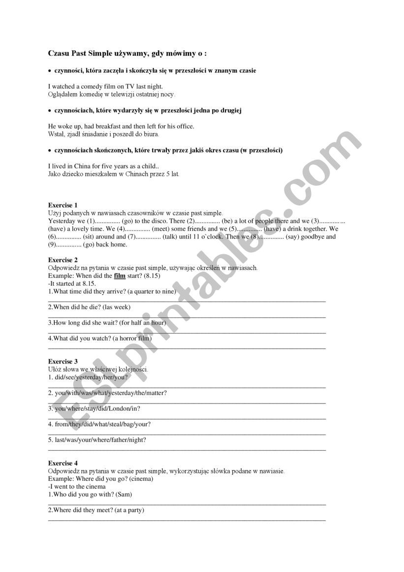 revision worksheet