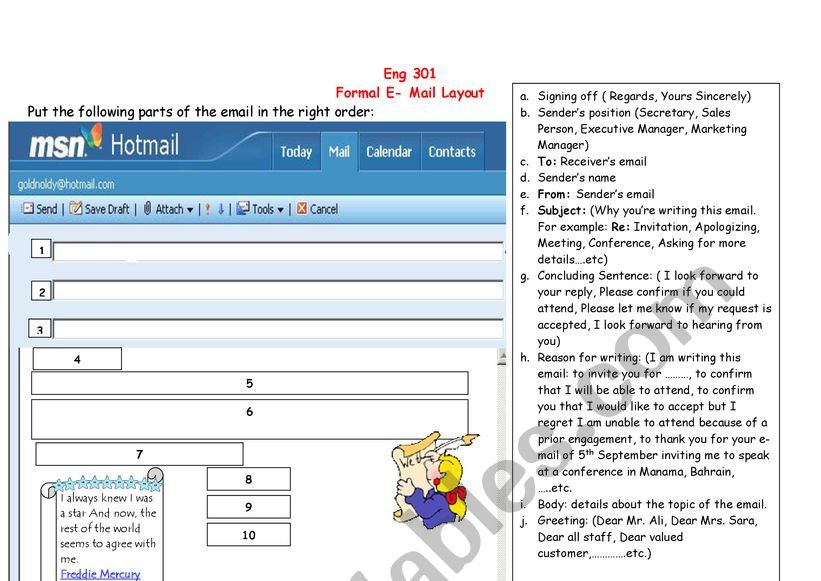 Formal And Informal Email Layout Esl Worksheet By Ahmedmena