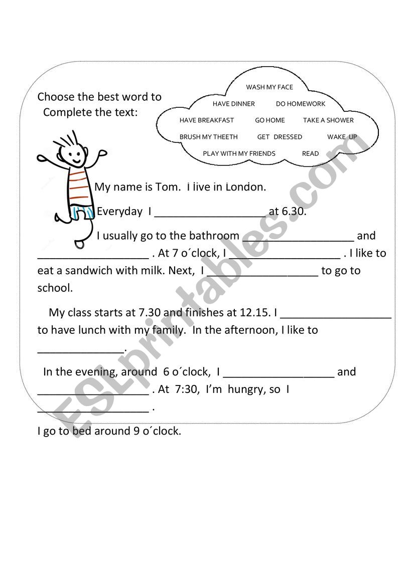 Routine verbs worksheet