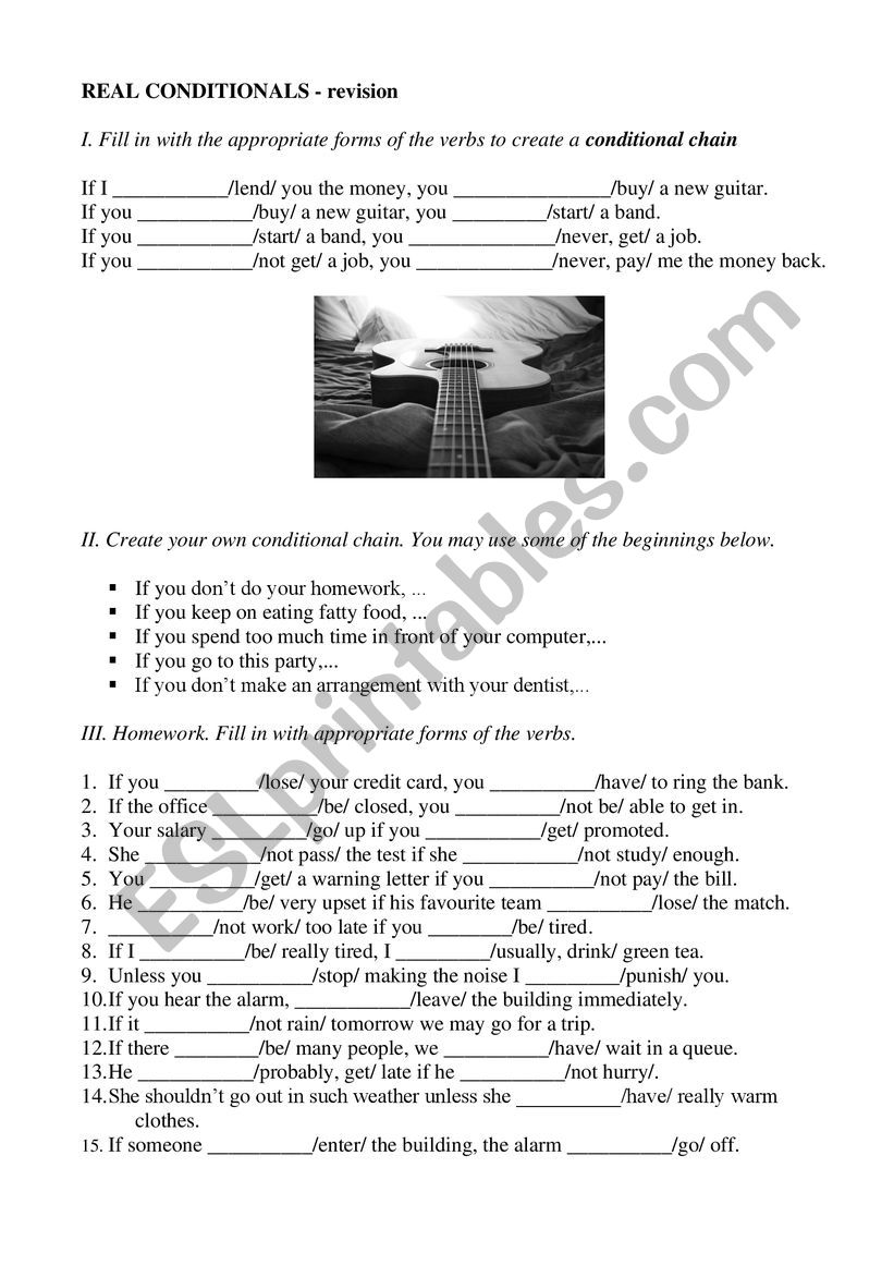 REAL CONDITIONALS (FIRST, ZERO CONDITIONALS) - revision