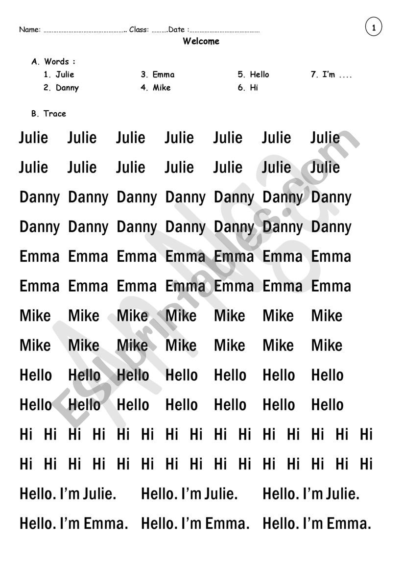 greetings worksheet