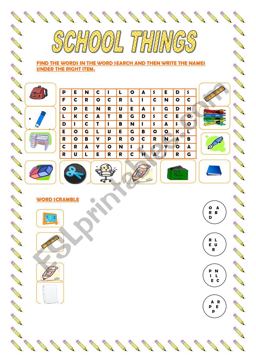 School things worksheet