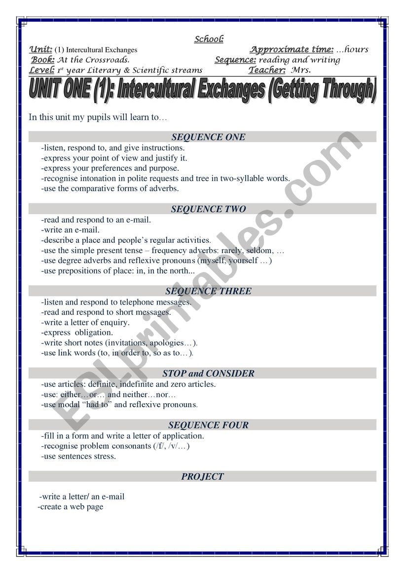 1unit worksheet