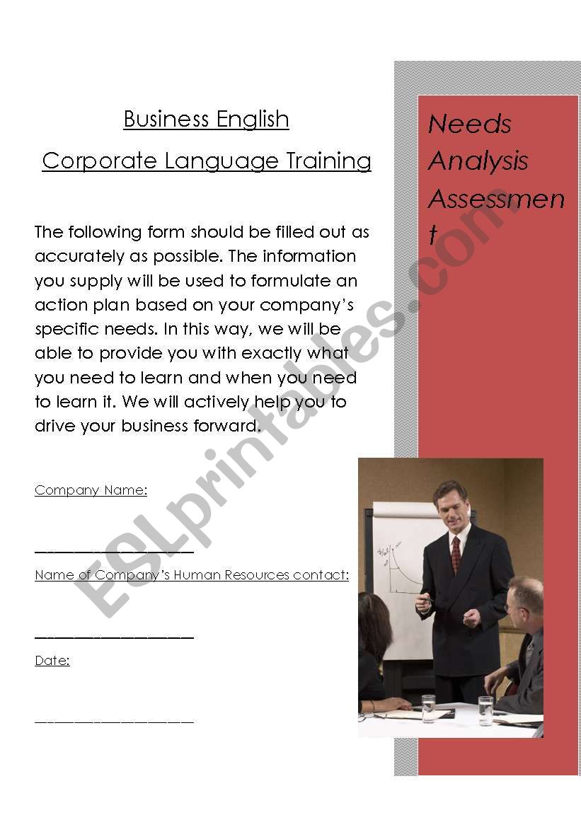 Business English Needs Analysis Form