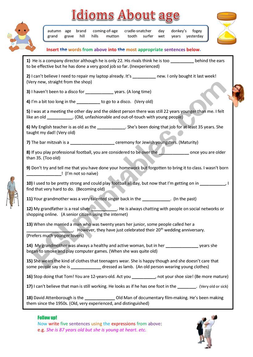 Idioms about Age worksheet