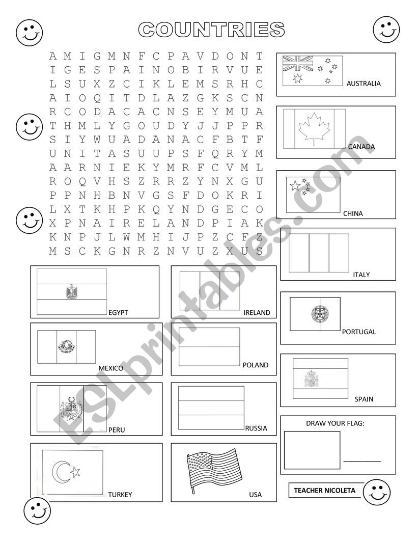 COUNTRIES worksheet