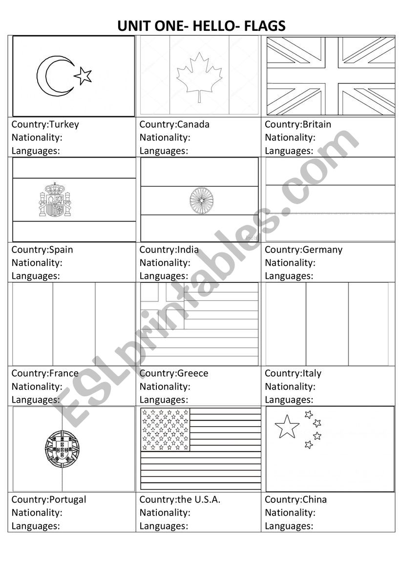 flags painting worksheet