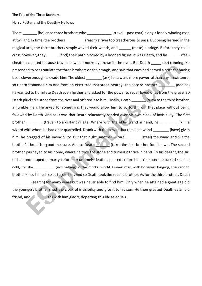 Past Simple Revision _ Harry Potter The Tale of the Three Brothers