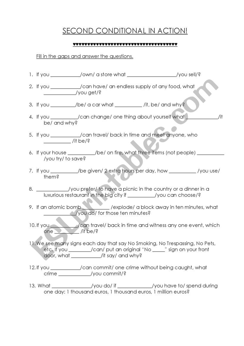 SECOND CONDITIONAL - oral practice (upperintermediate)