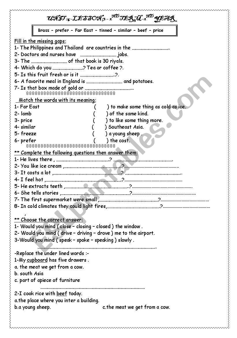 general revision worksheet