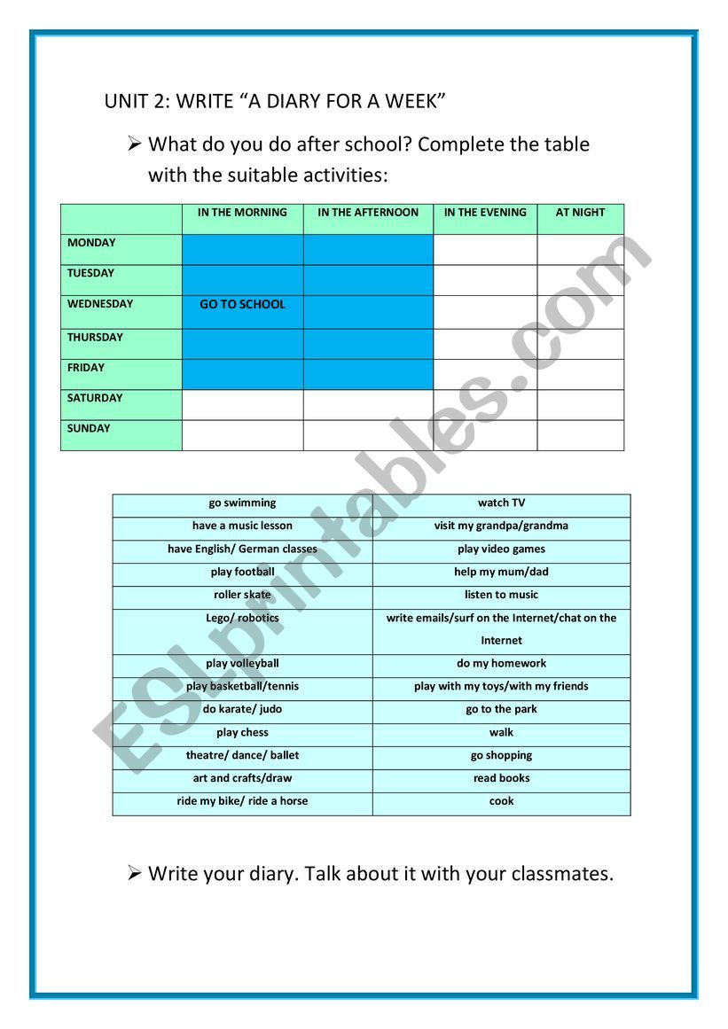 Writing A diary- School Chat Room