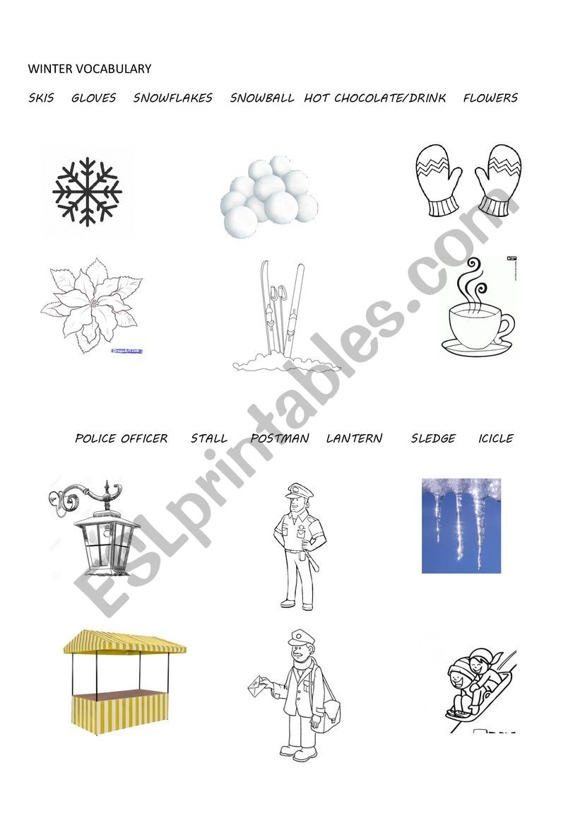 WINTER VOCABULARY worksheet