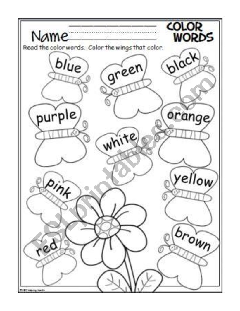 colours worksheet