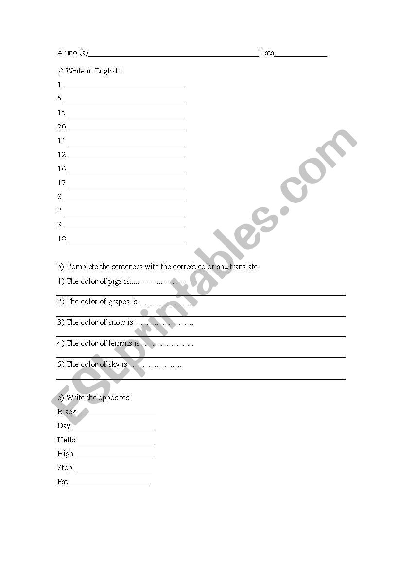 pre-elementary worksheet